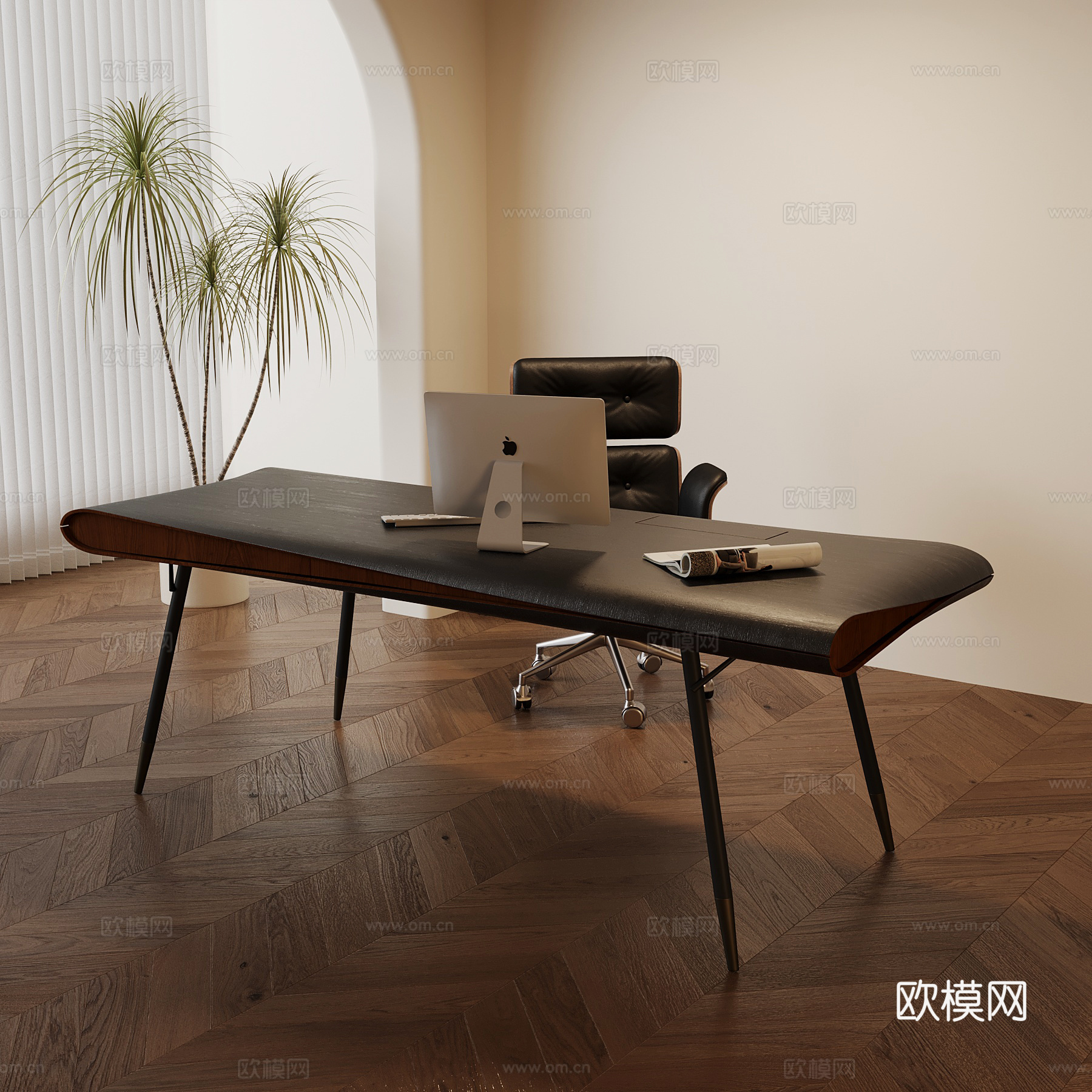 中古风书桌椅su模型