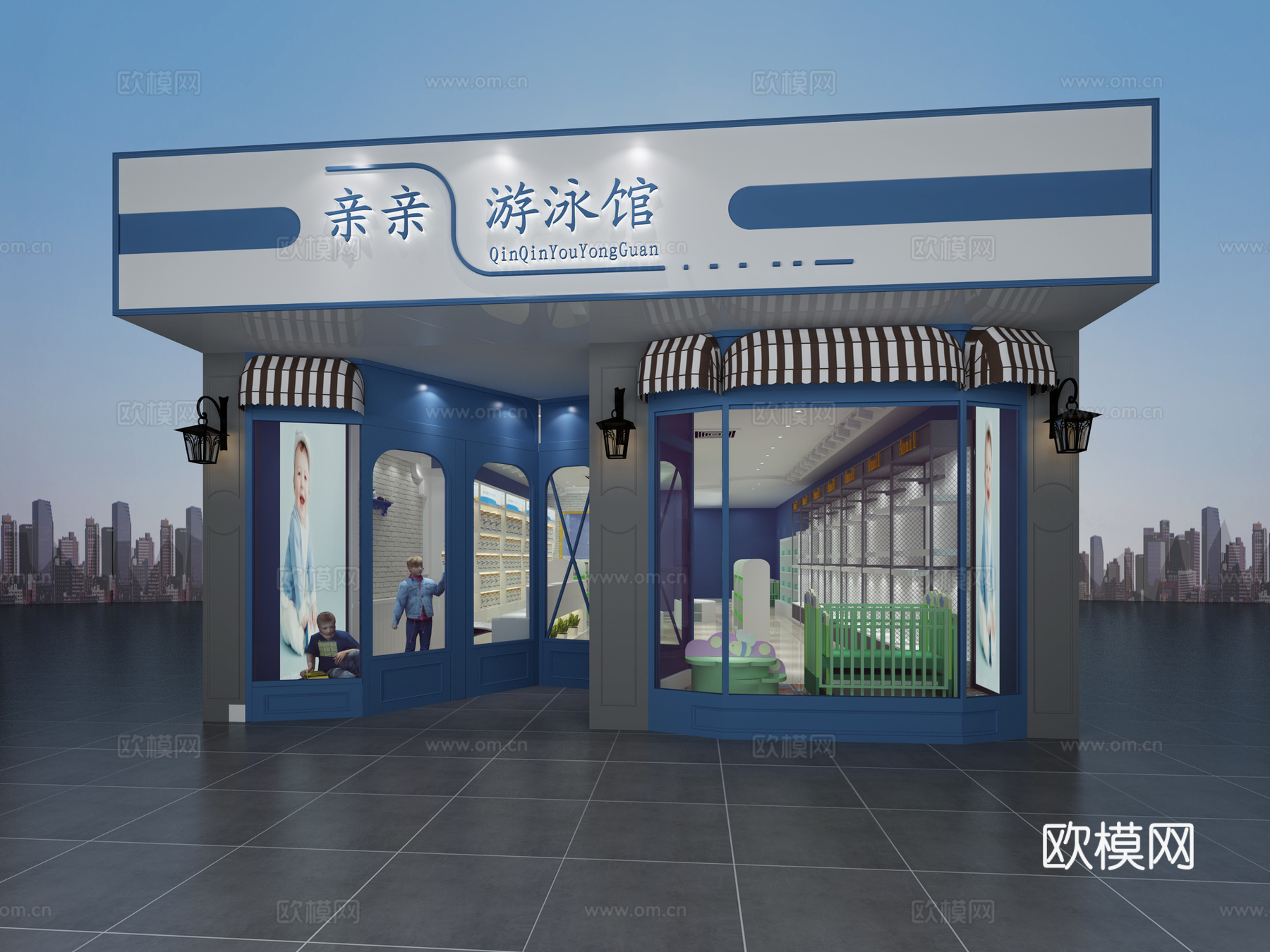 现代游泳馆奶粉店3d模型下载（渲染图1）