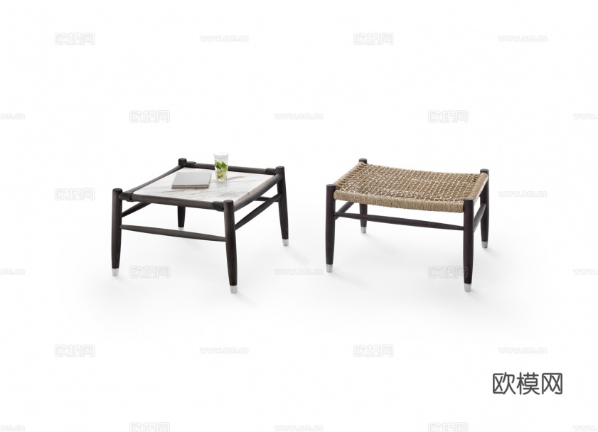 flexform 原木风休闲椅3d模型下载（渲染图4）