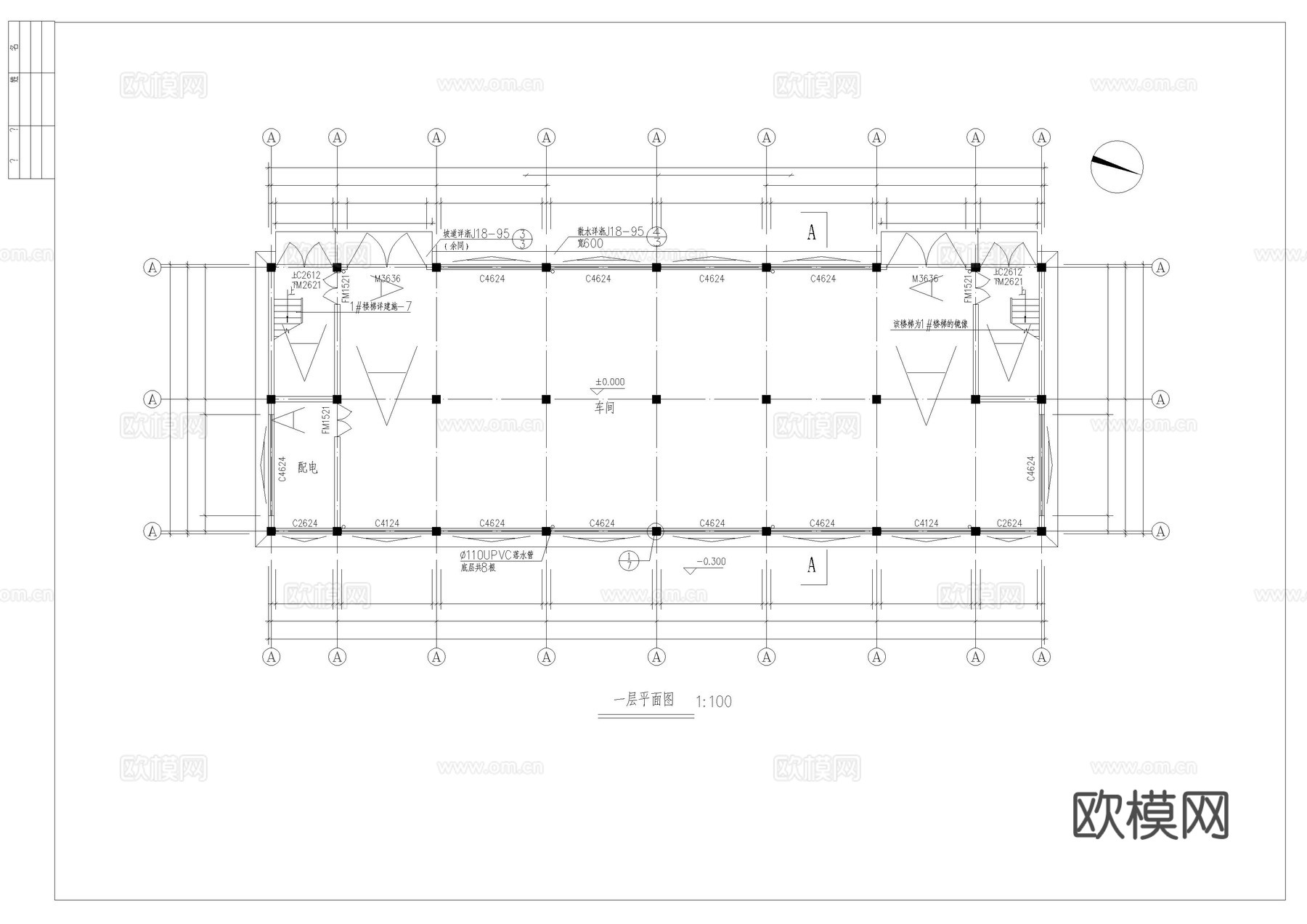 制衣车间建筑图cad施工图