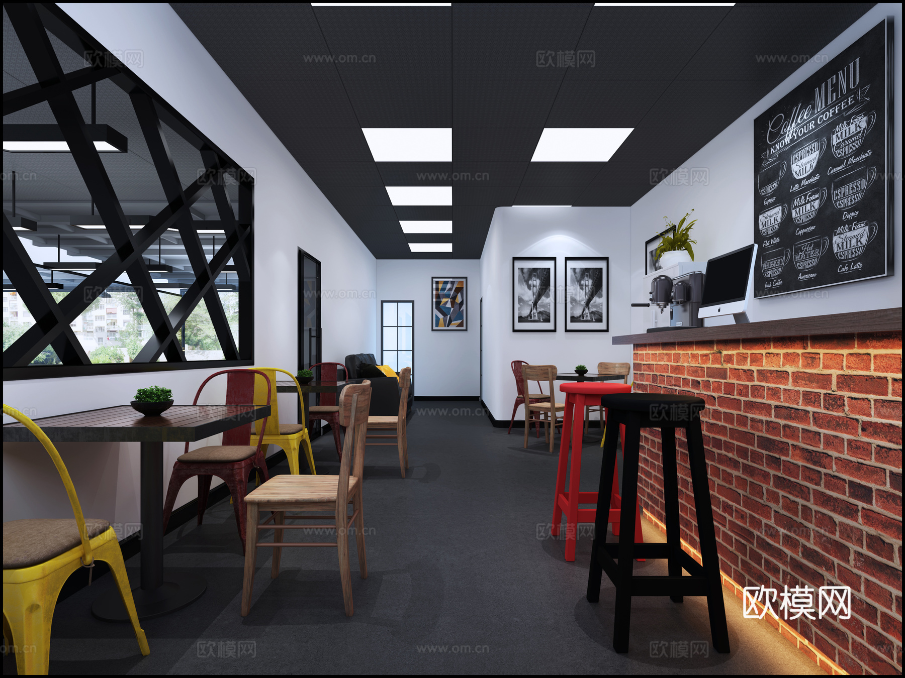 现代静吧奶茶店3d模型