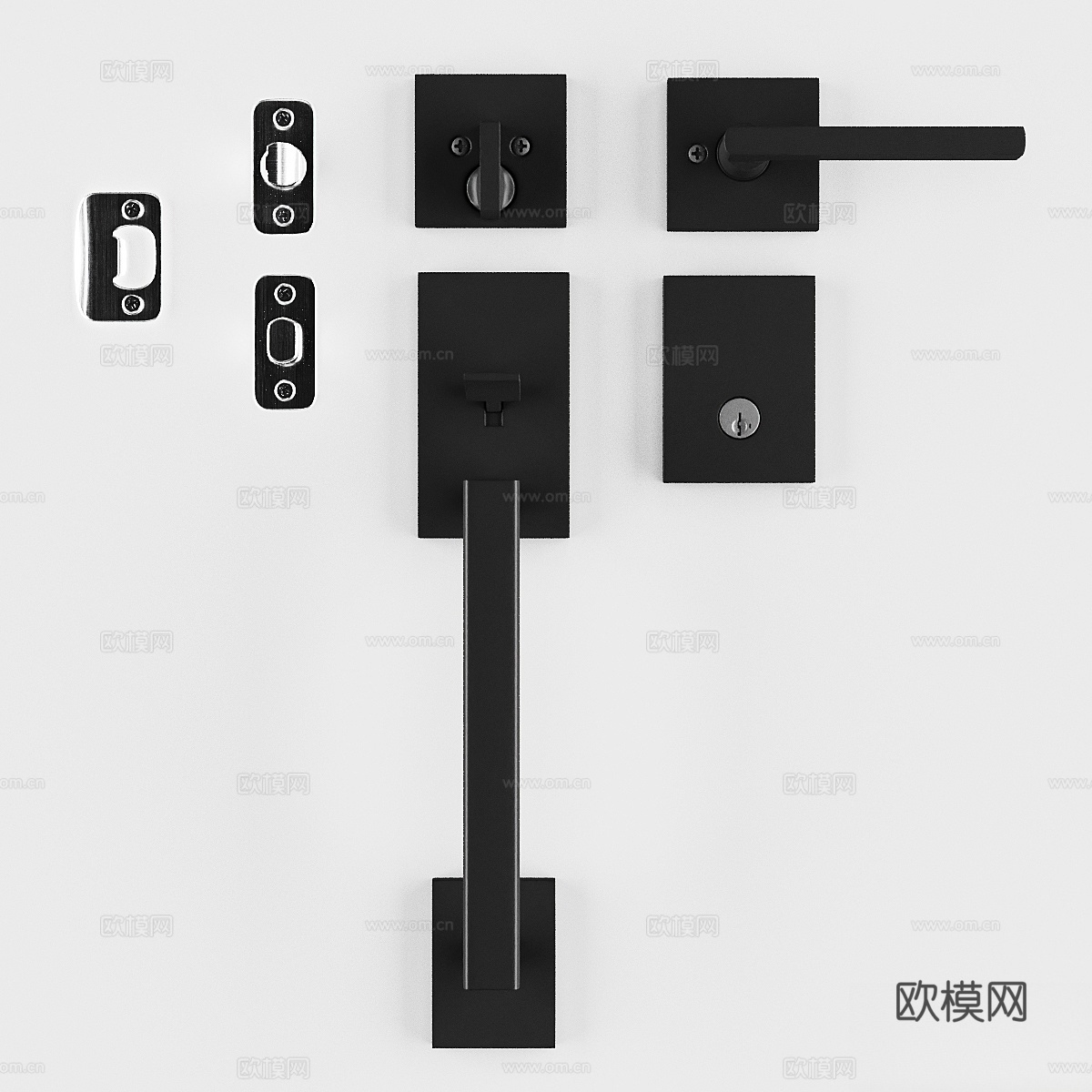 黑色把手套装3d模型