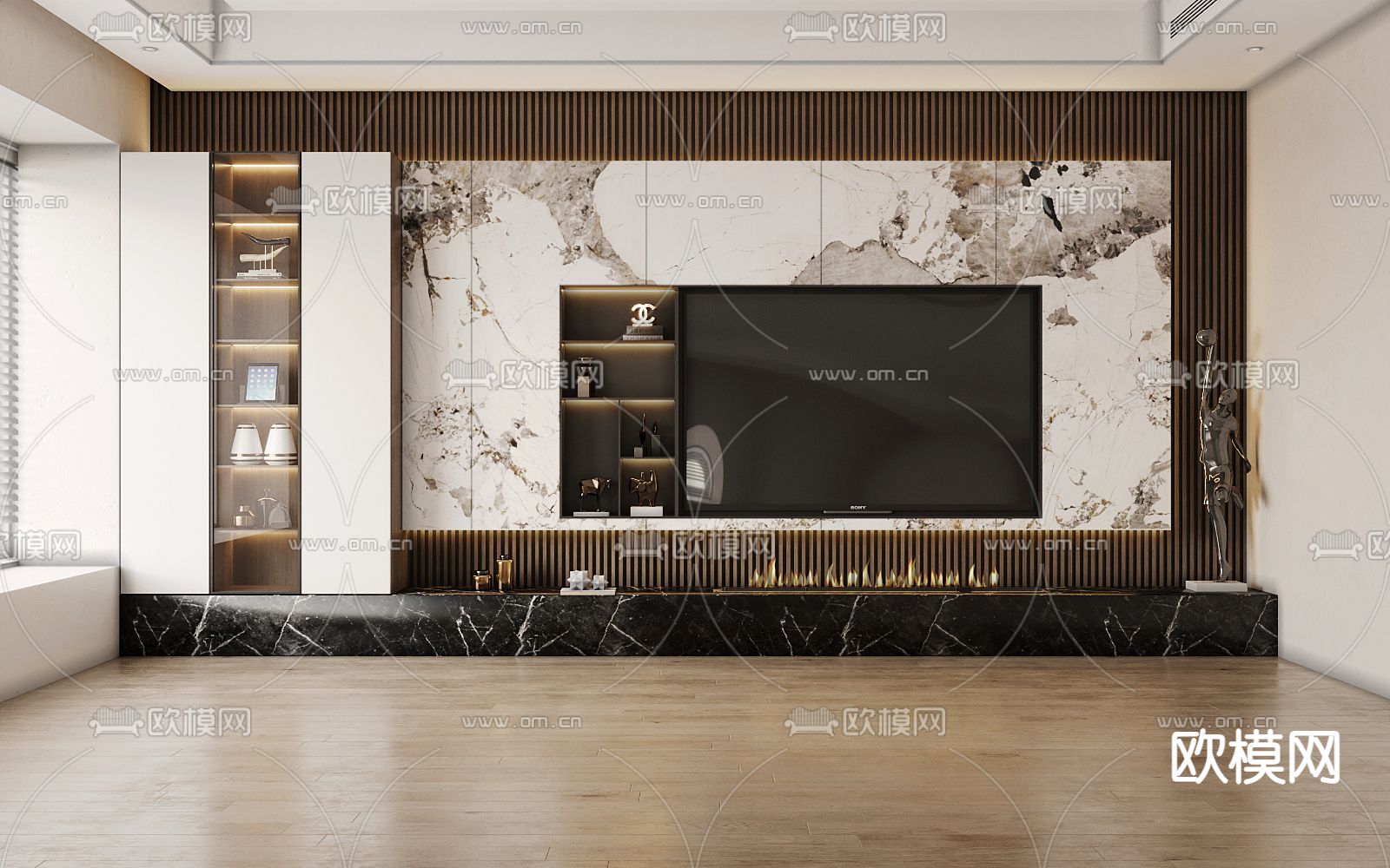 电视背景3d模型下载