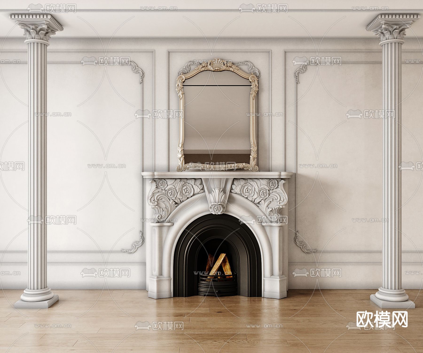 法式壁炉3d模型下载
