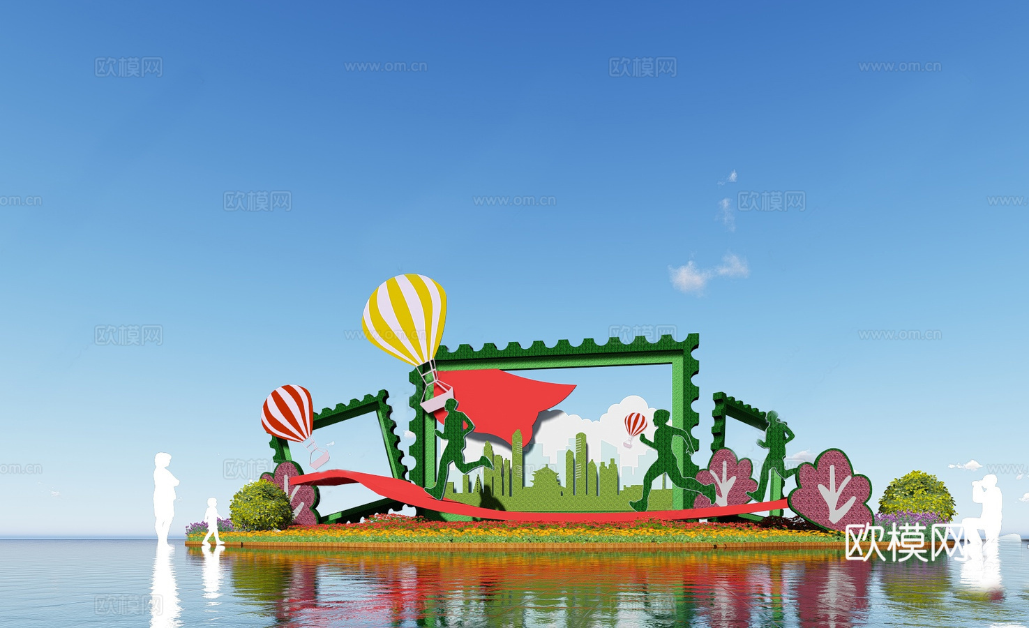 现代城市运动雕塑 抽象雕塑su模型