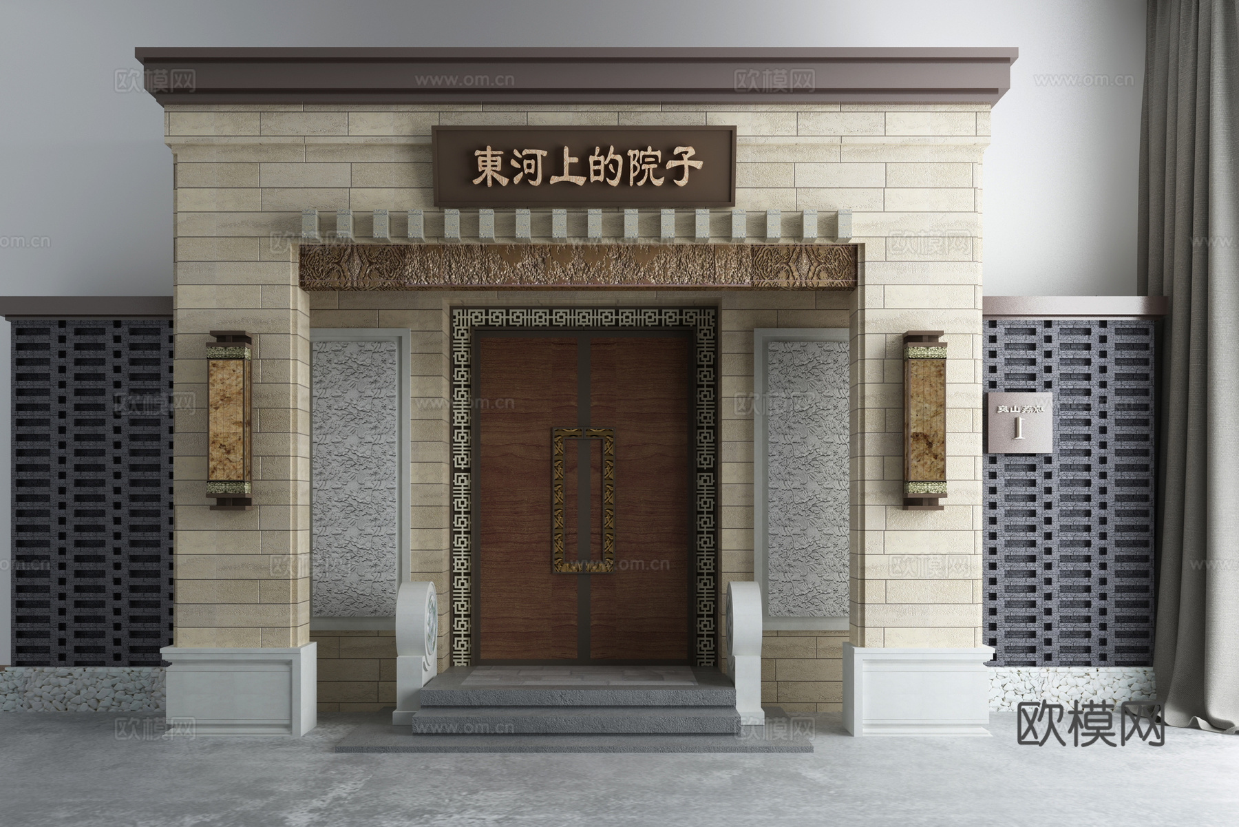 新中式庭院景观大门3d模型