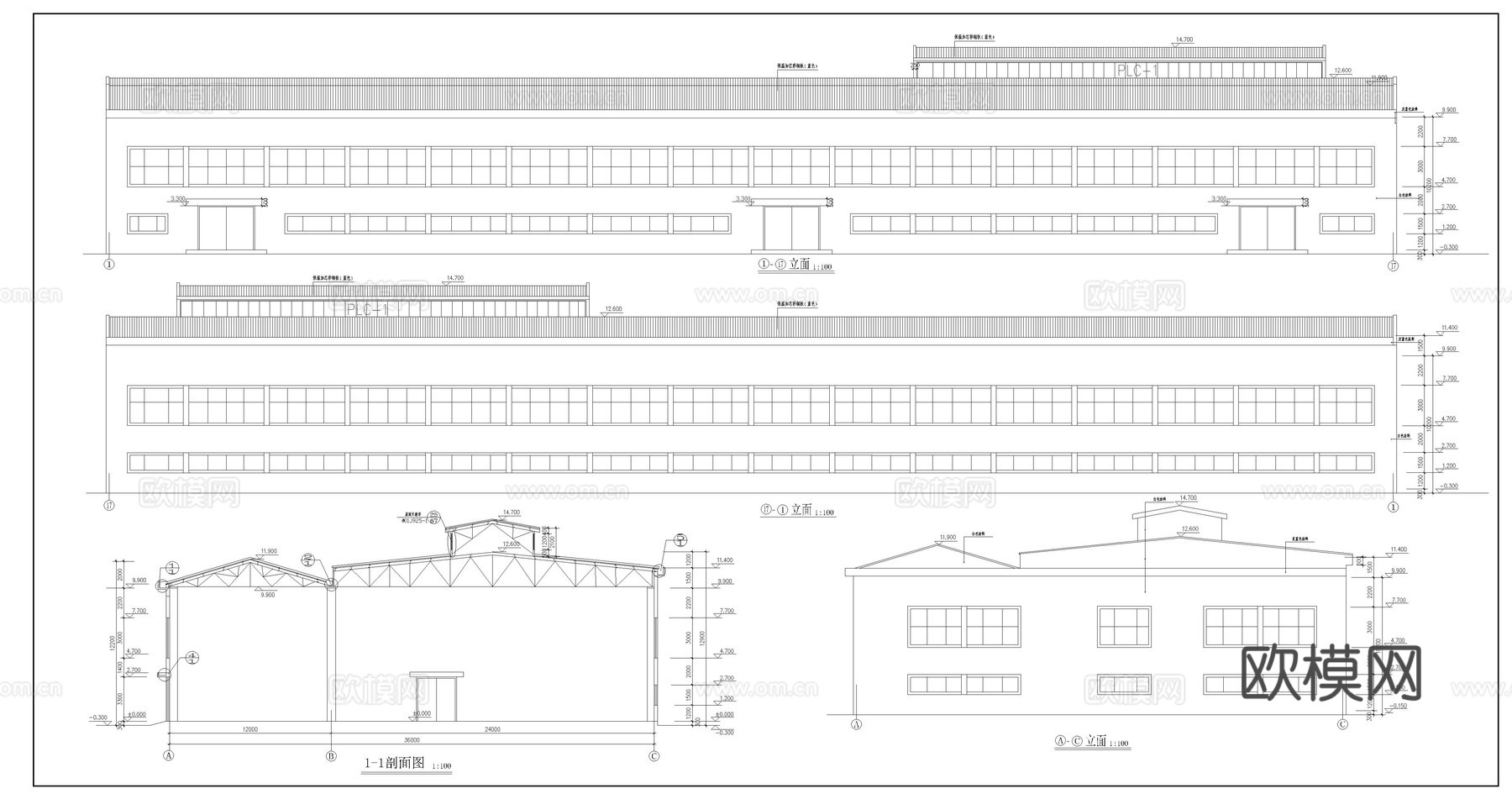 厂房建筑设计图cad施工图