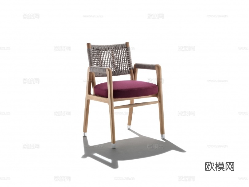 flexform 原木风扶手餐椅3d模型下载（渲染图1）