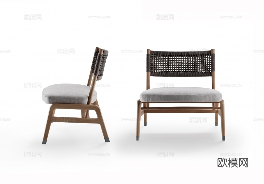 flexform 原木风扶手椅3d模型下载（渲染图1）