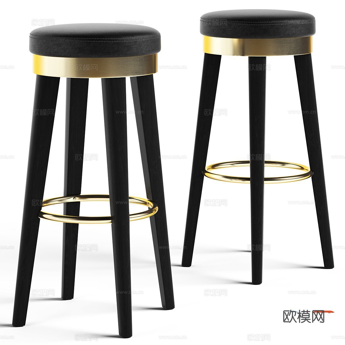 Cult Furniture Fusion 木质吧台凳3d模型下载