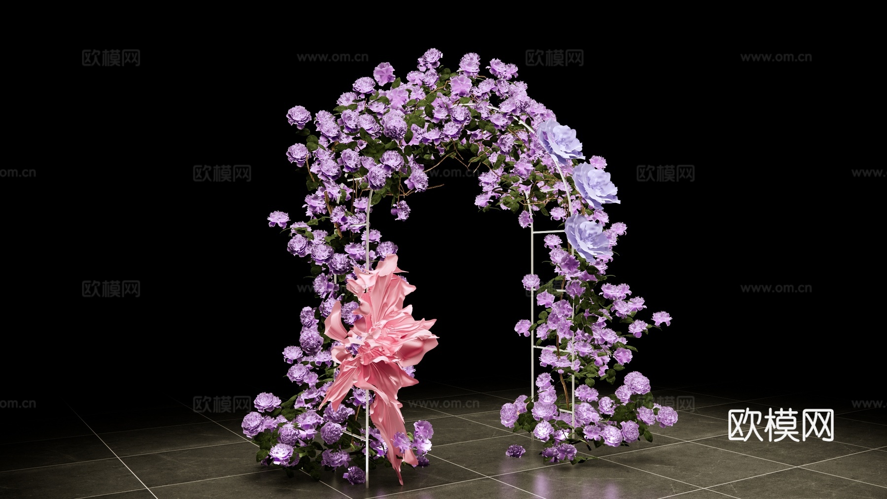 现代 拱门 玫瑰婚礼美陈 婚庆婚礼花艺 花卉 花艺架 花拱门su模型