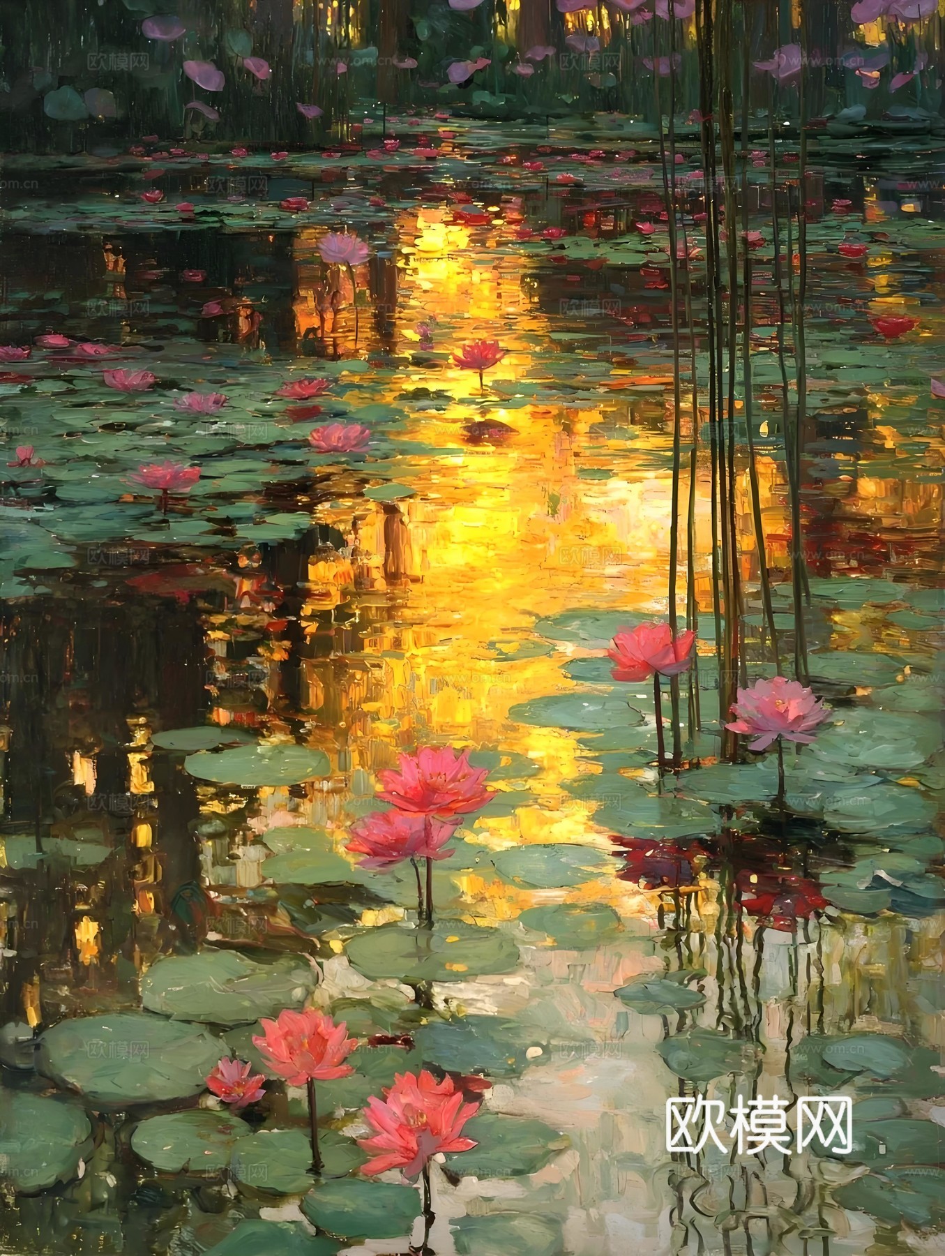 荷花画芯挂画