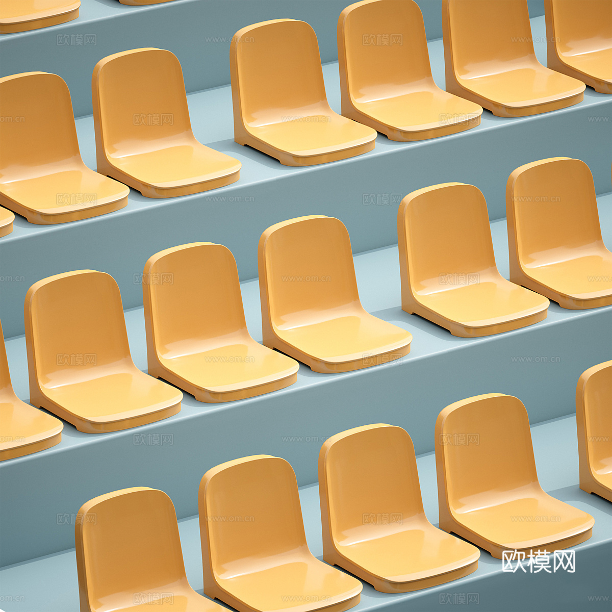 现代看台椅 塑料椅3d模型下载（渲染图4）