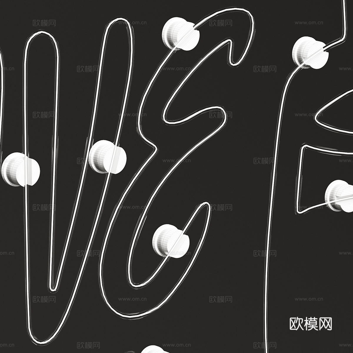 现代装饰霓虹灯3d模型下载（渲染图2）