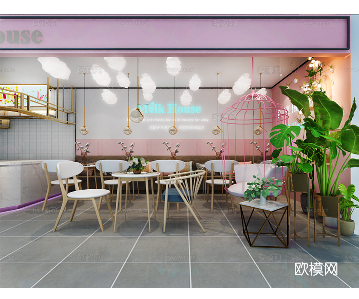 北欧网红风奶茶店3d模型