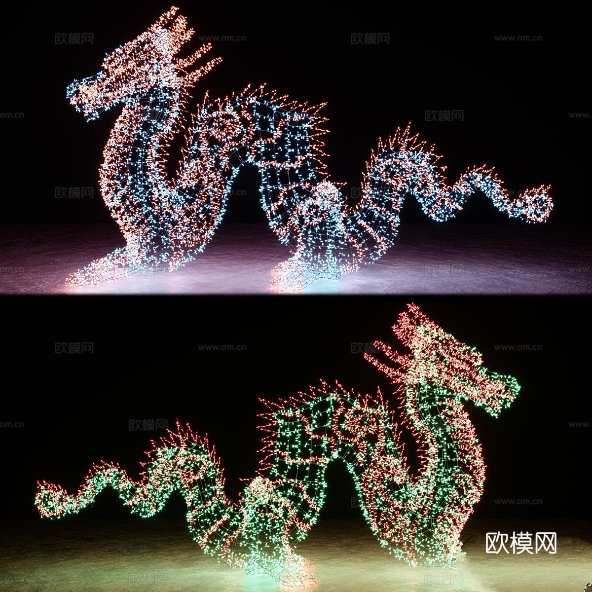 由花环制成的龙3d模型