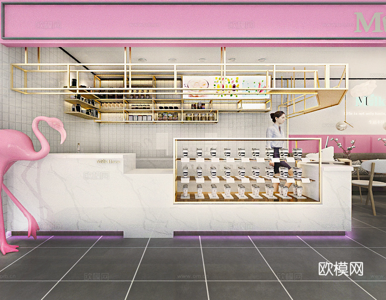北欧网红风奶茶店3d模型