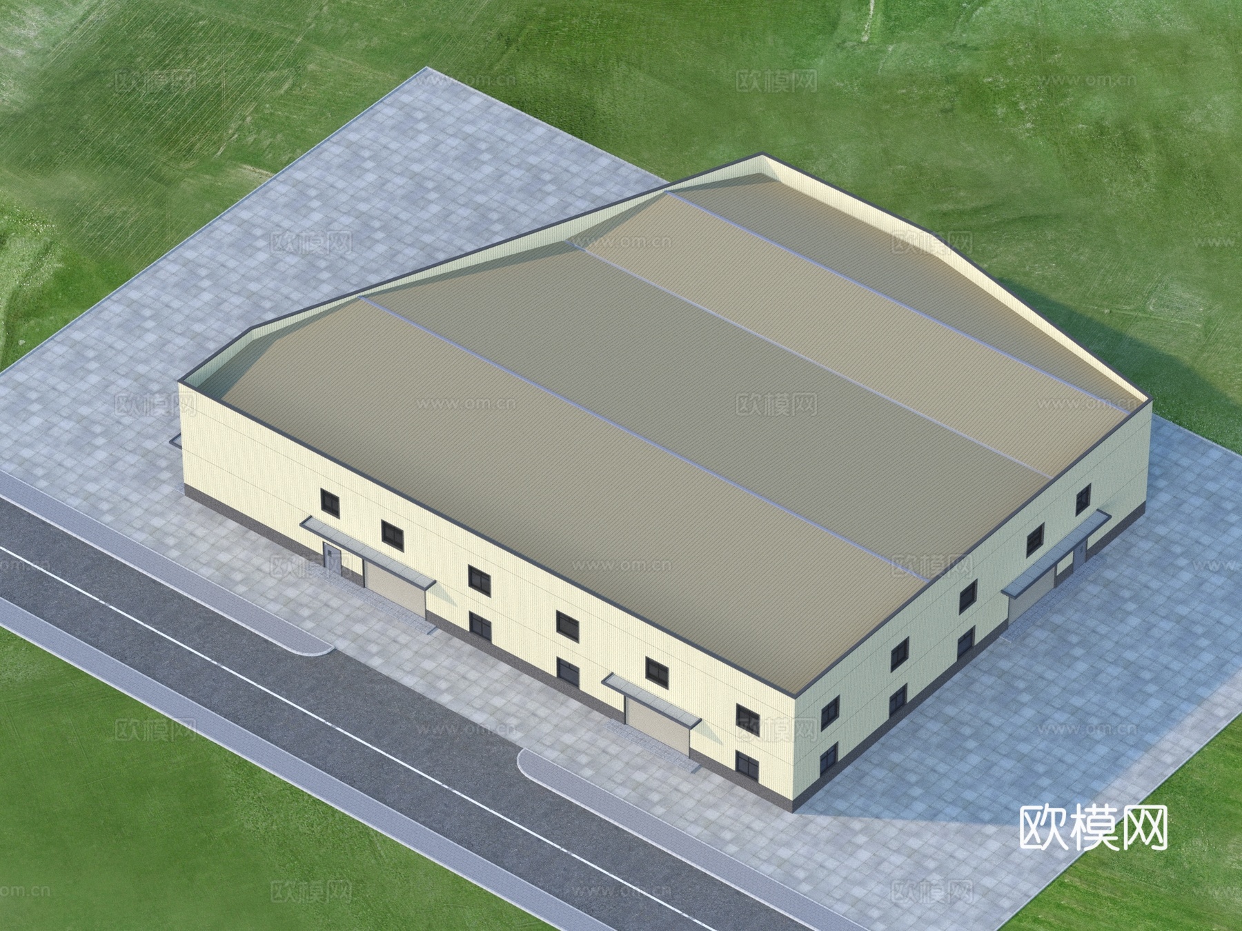 厂房 建筑 效果图3d模型下载（渲染图2）