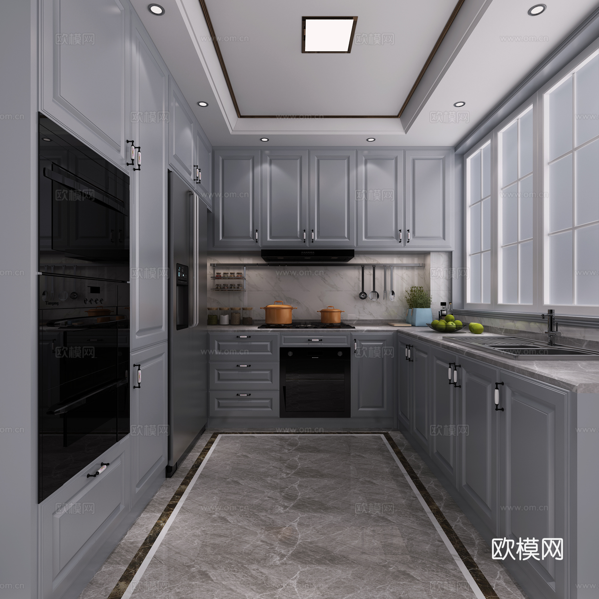 美式厨房3d模型