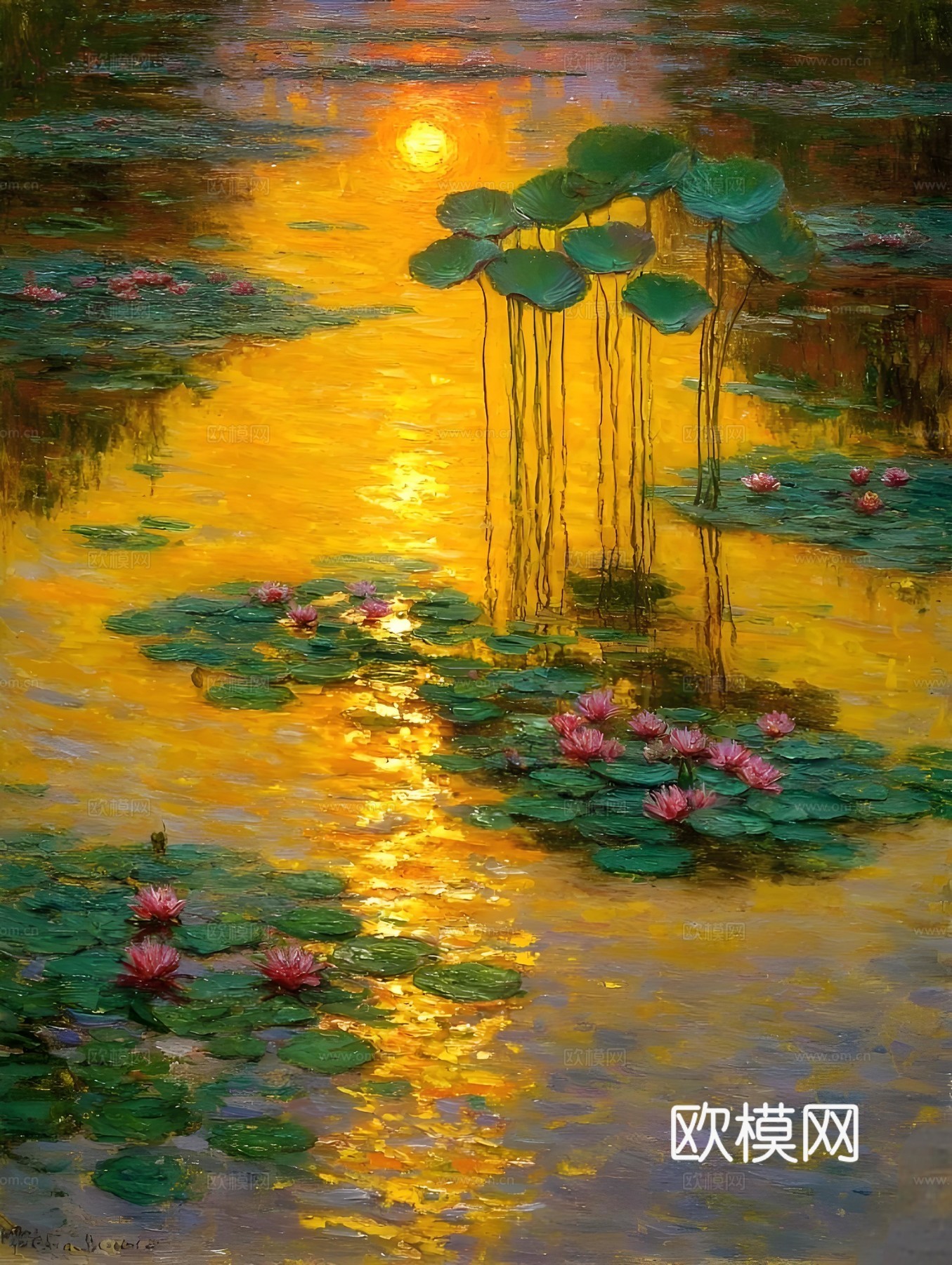 荷花画芯挂画