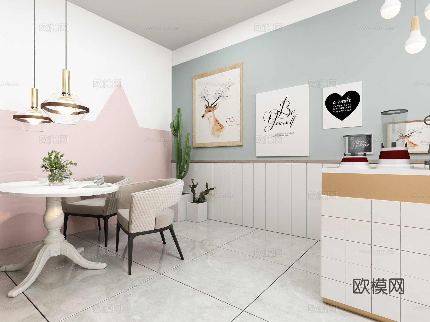 北欧重庆奶茶甜品店3d模型下载（渲染图2）