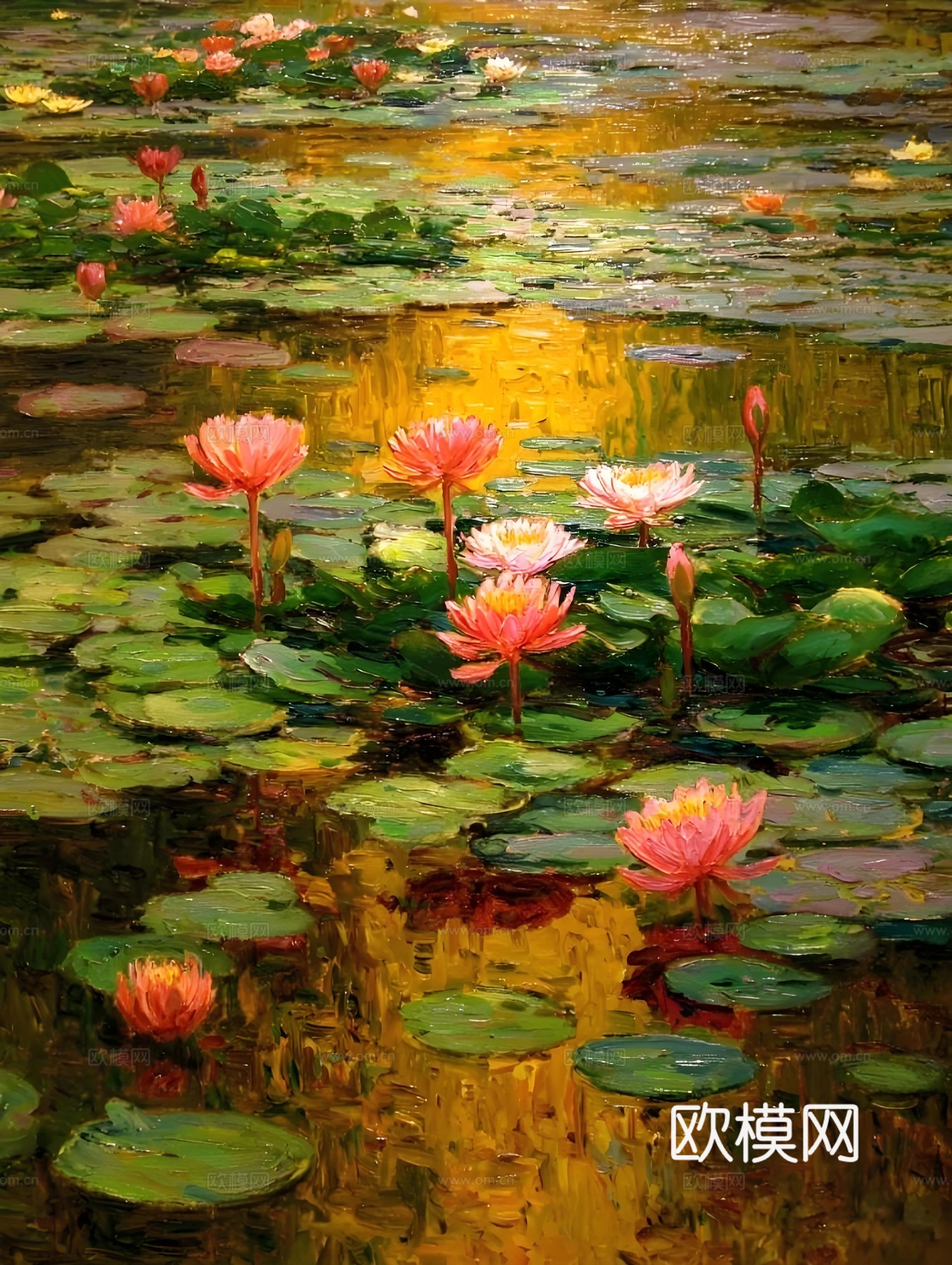 荷花画芯挂画
