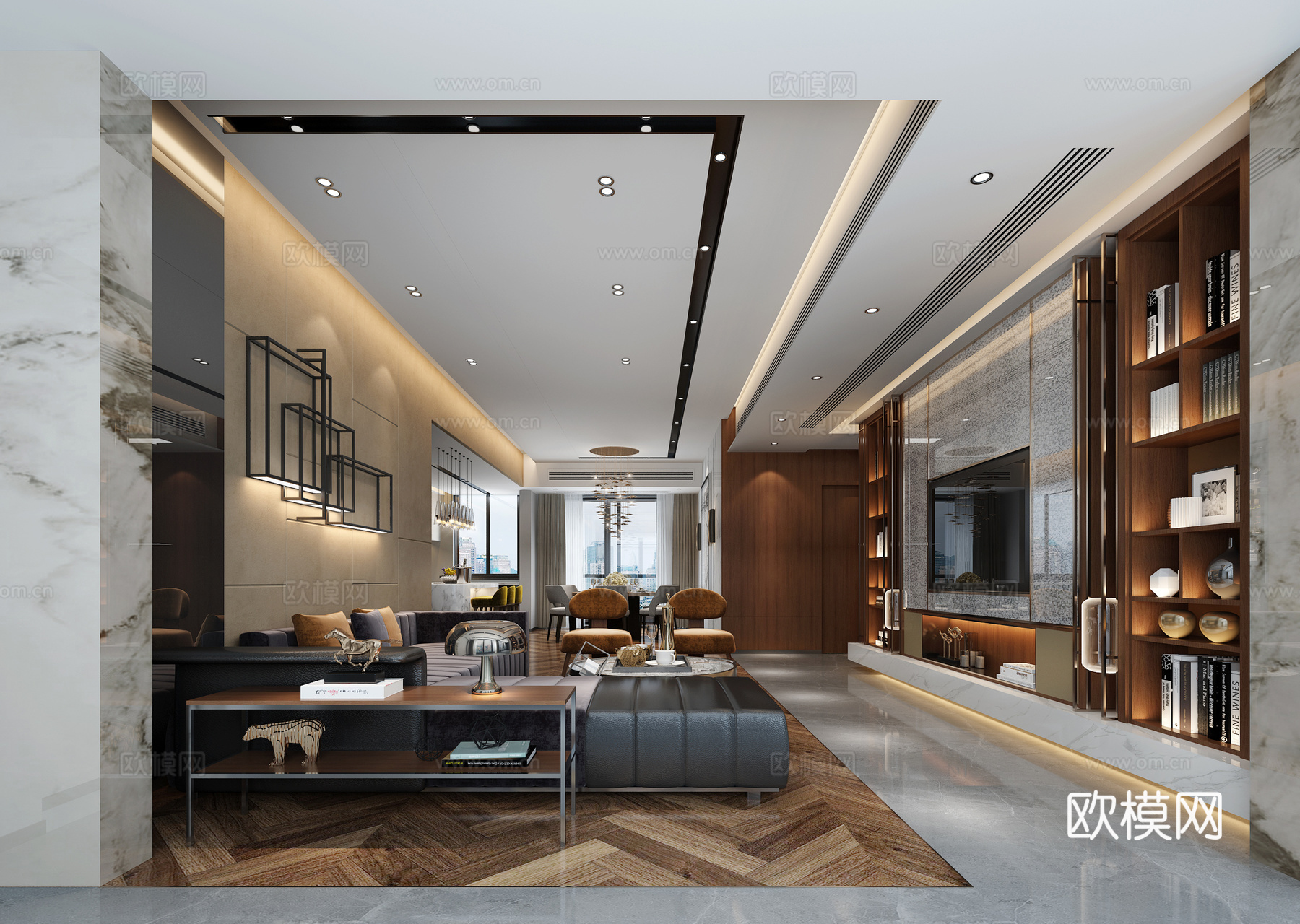 后现代客餐厅3d模型