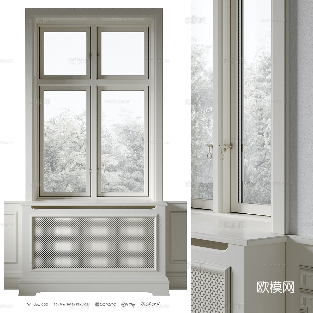 经典窗户带散热器屏风 0023d模型