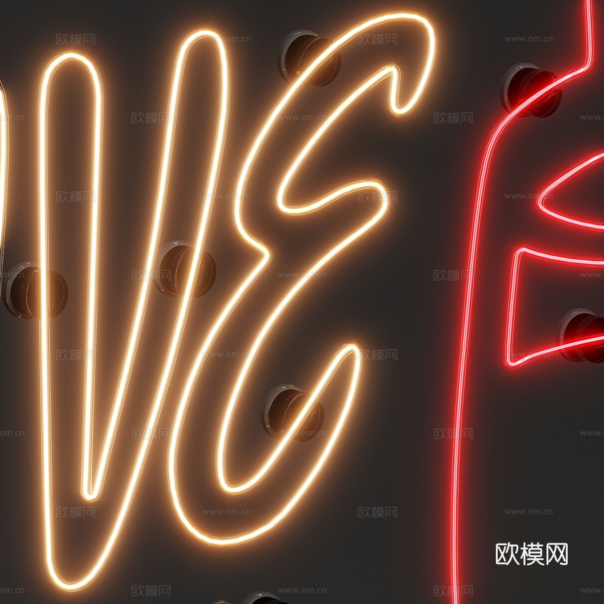 现代装饰霓虹灯3d模型下载（渲染图4）