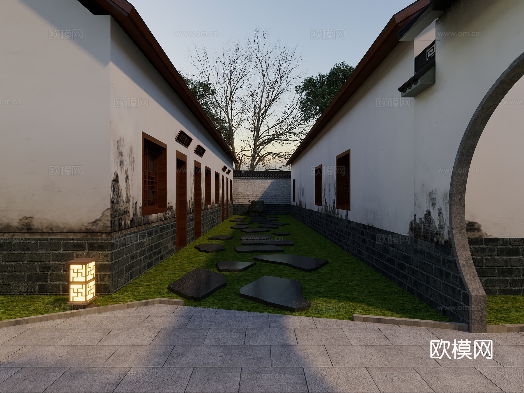 中式庭院中式私塾建筑3d模型下载（渲染图2）