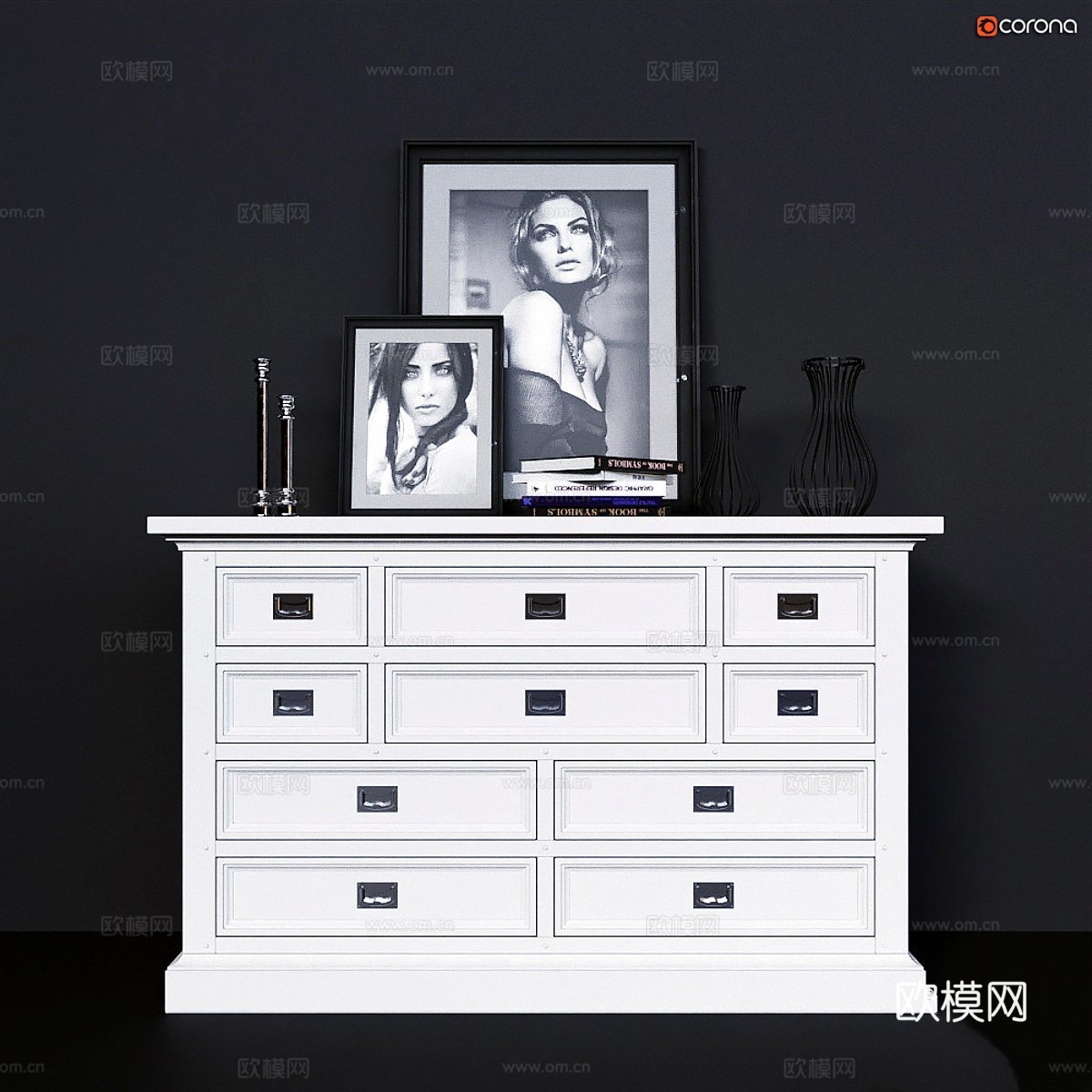 Dantone Home Oxford 白色抽屉柜3d模型