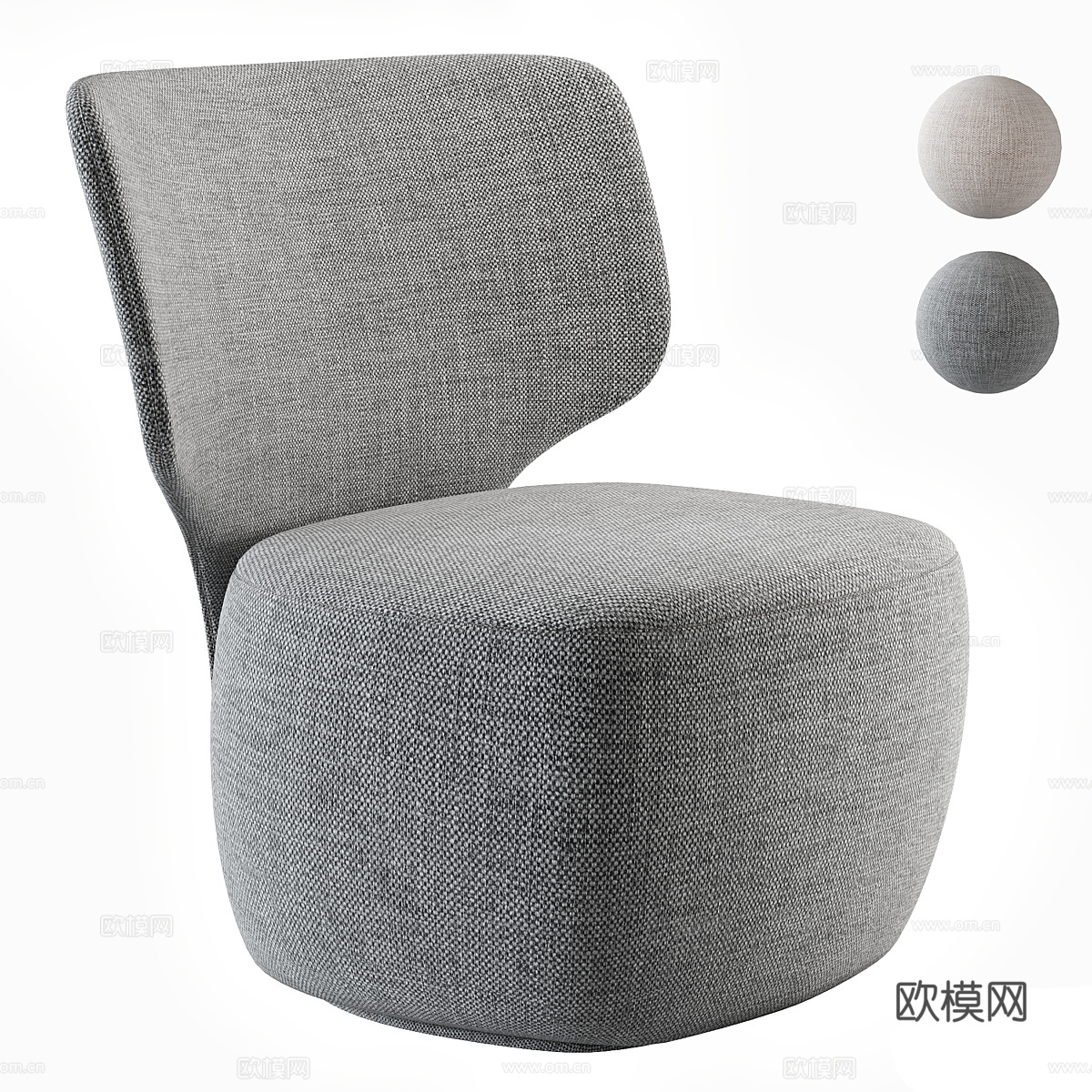 现代意式布艺扶手椅3d模型