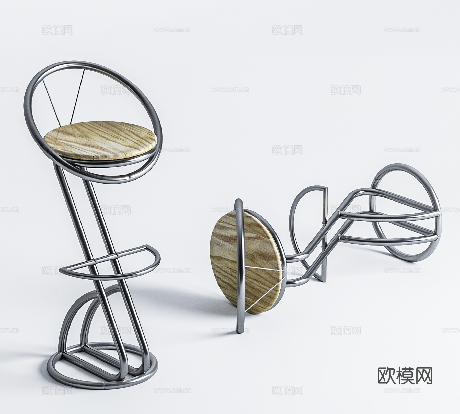 工业风吧椅吧凳  铁艺吧椅吧凳su模型