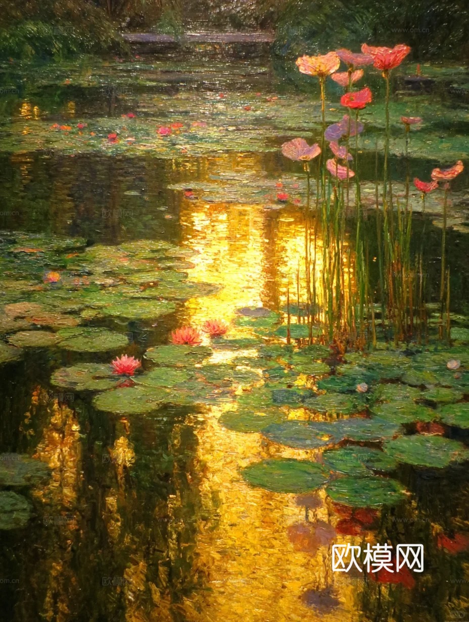 荷花画芯挂画