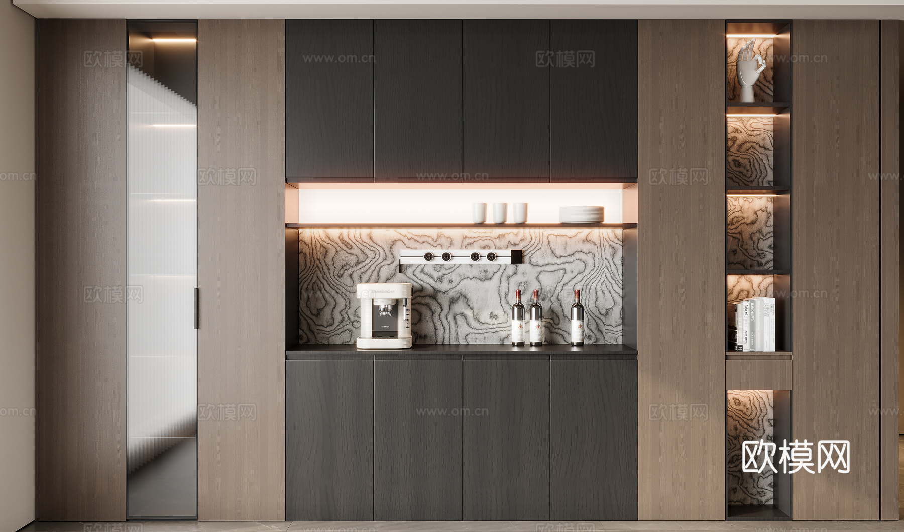 现代意式酒柜 餐边柜3d模型下载