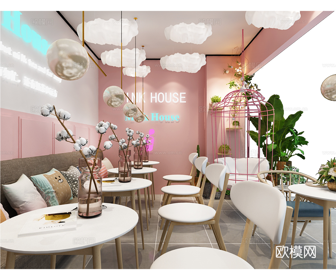 北欧网红风奶茶店3d模型