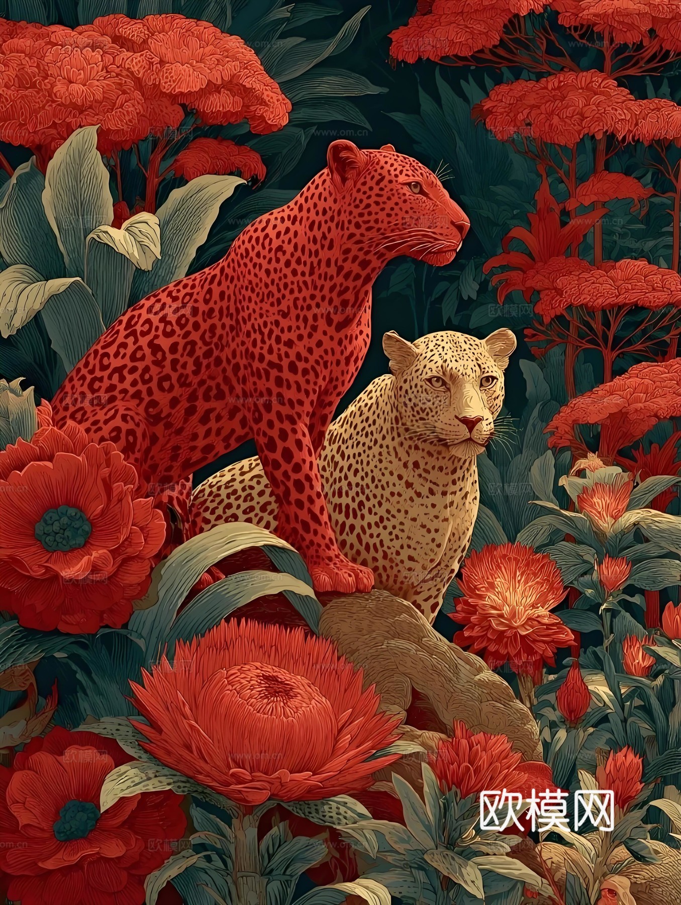 豹子画芯挂画