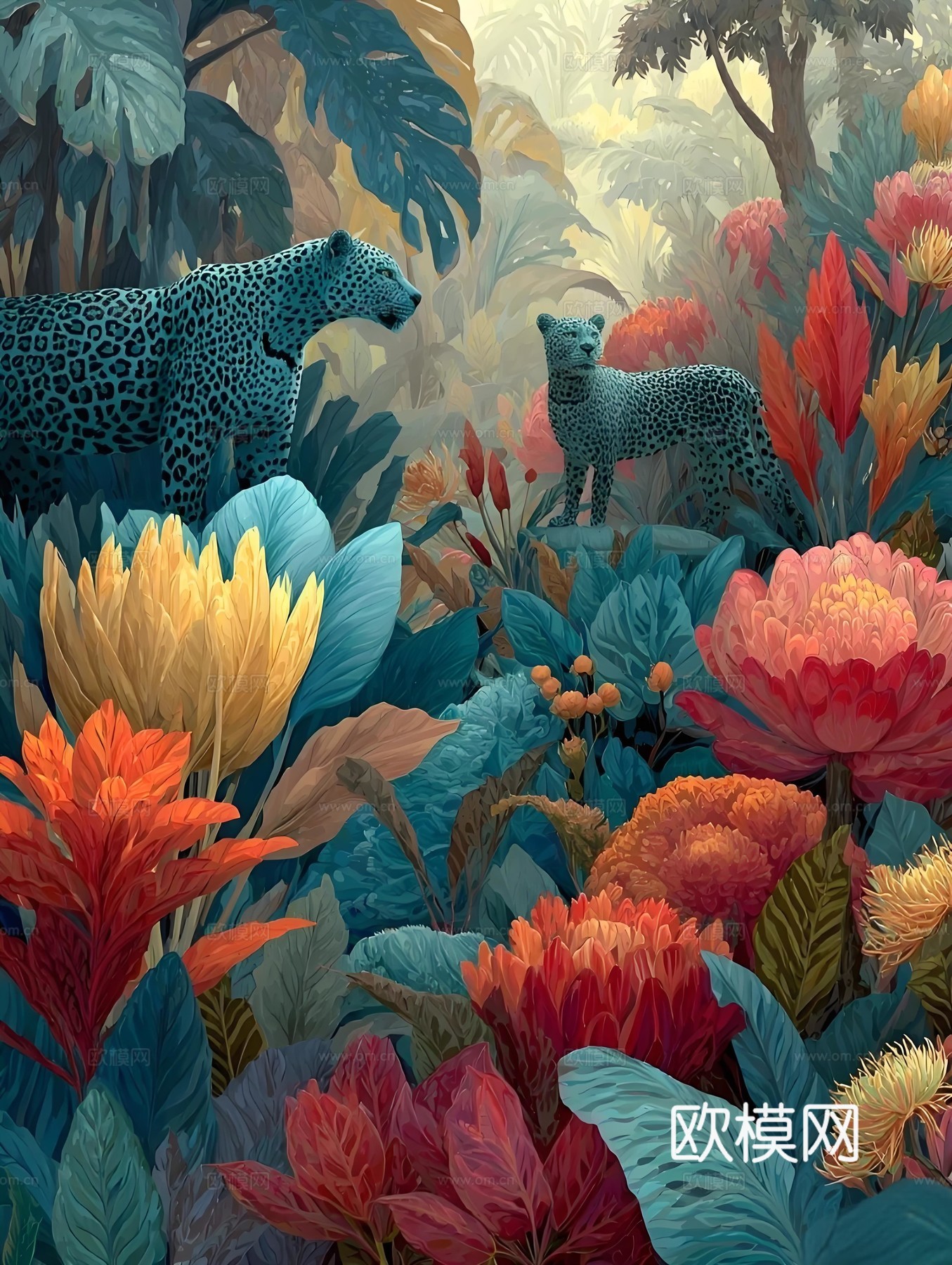 豹子画芯挂画