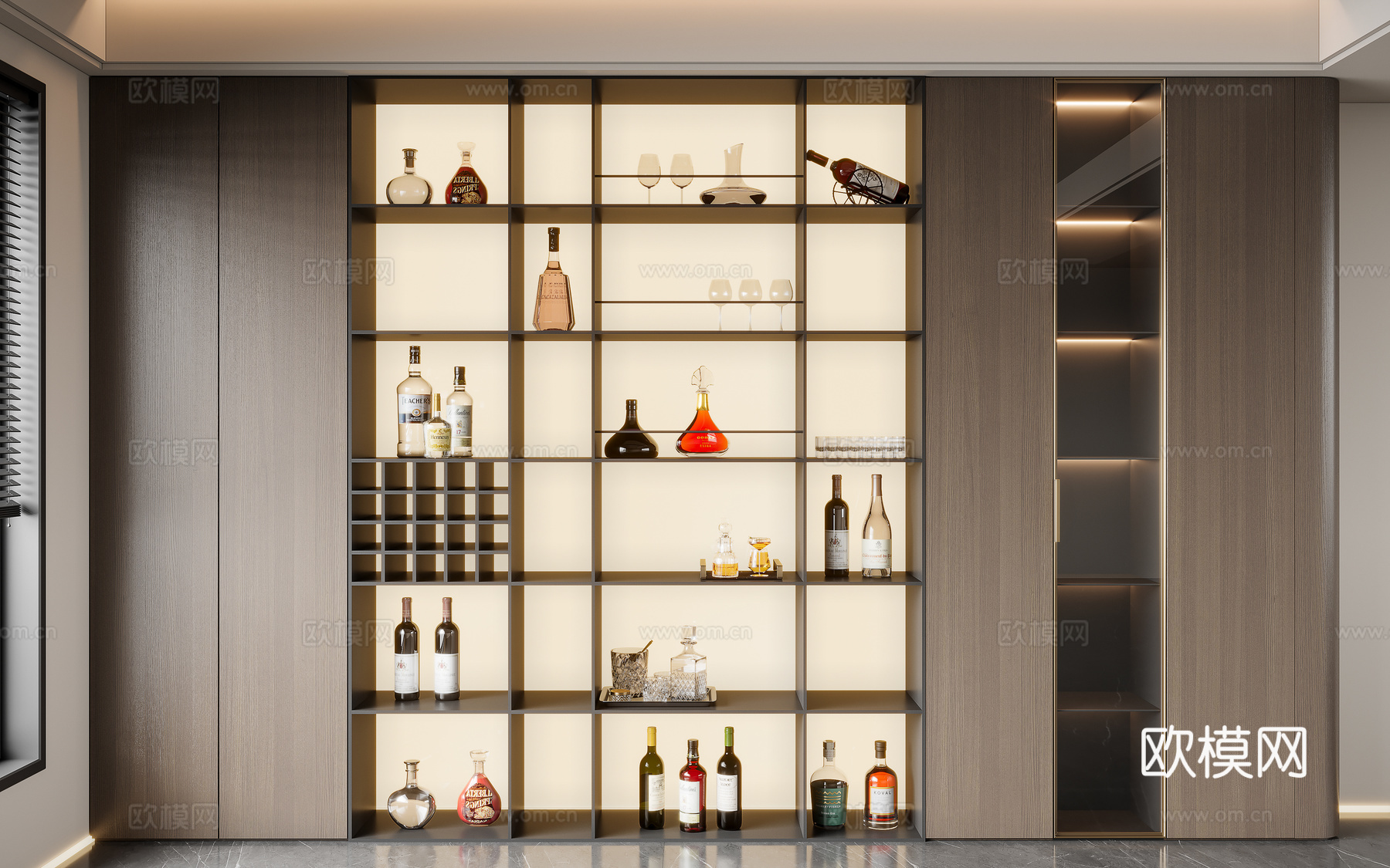 现代意式酒柜 餐边柜su模型