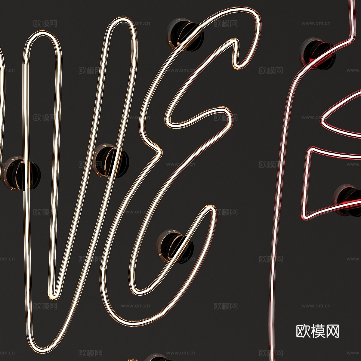 现代装饰霓虹灯3d模型下载（渲染图3）