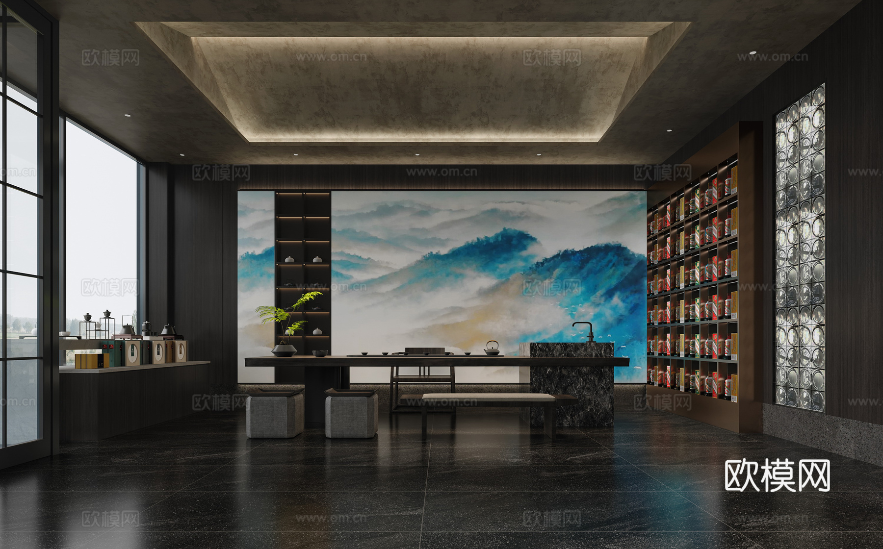 现代茶餐厅现代餐饮3d模型
