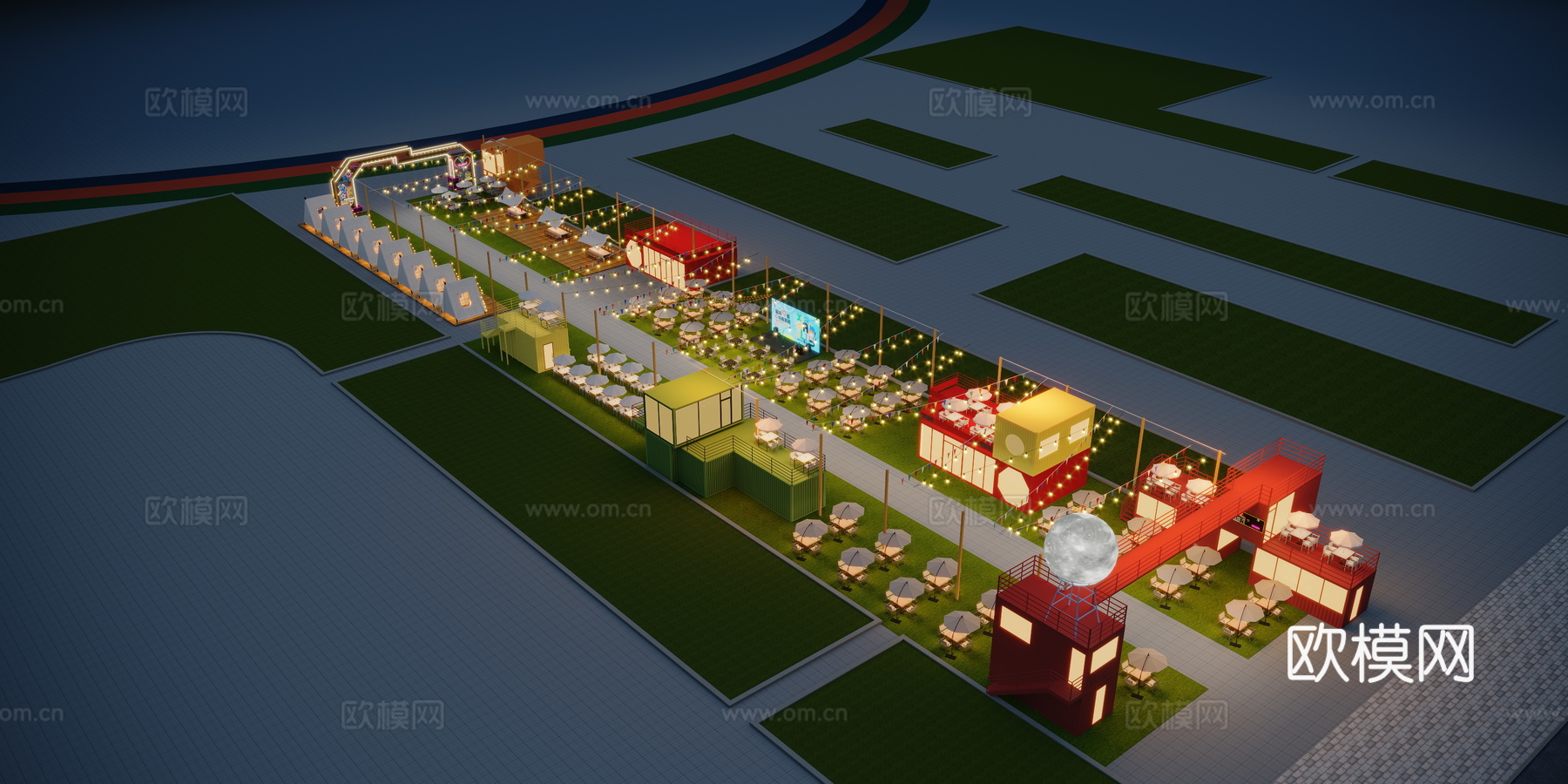 烧烤夜市露营3d模型