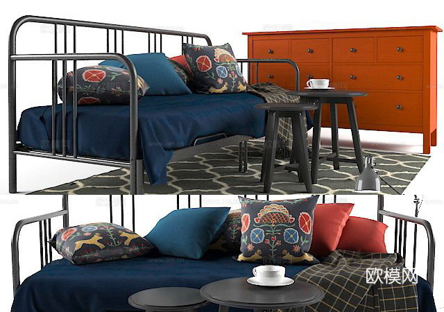 工业风沙发 沙发 地毯 凳子3d模型下载