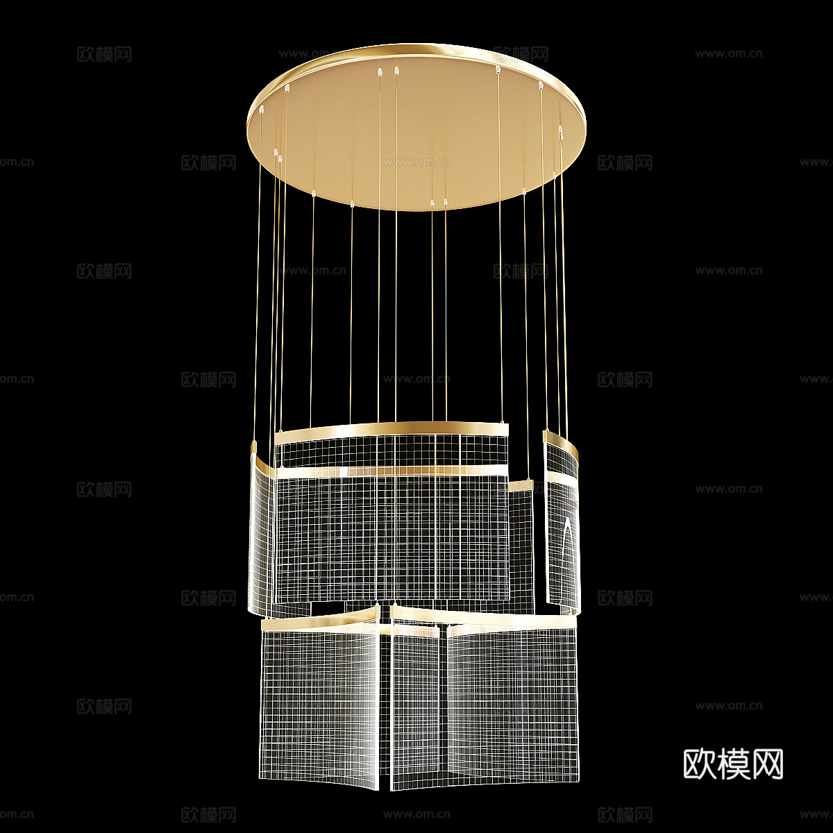 现代轻奢圆形水晶玻璃装饰吊灯3d模型