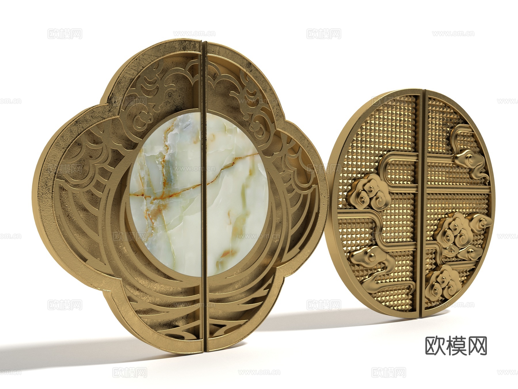 新中式风格把手 五金件 拉手 柜门把手 门把手 装饰构件3d模型