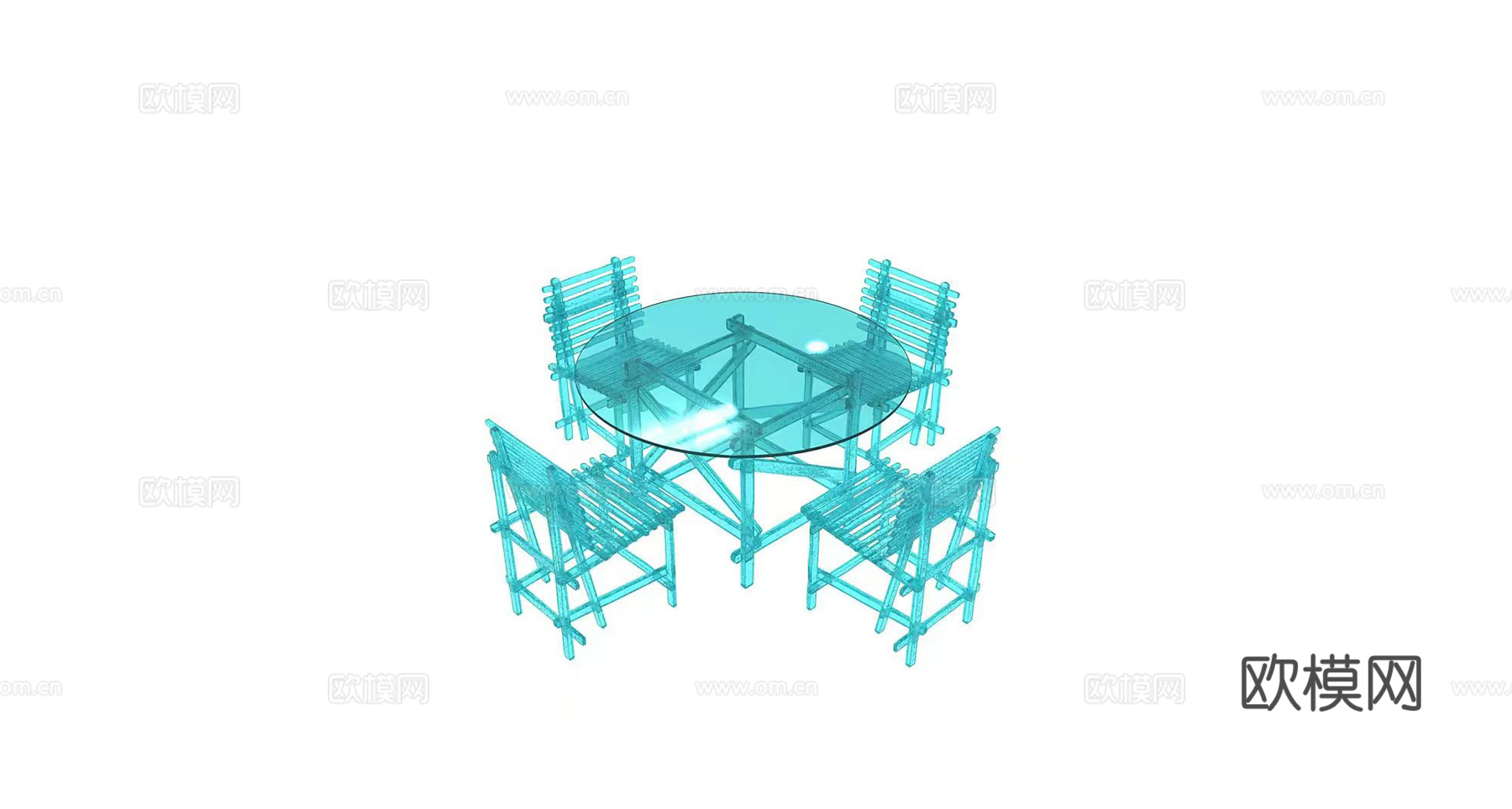 edra 透明餐桌椅3d模型下载（渲染图1）