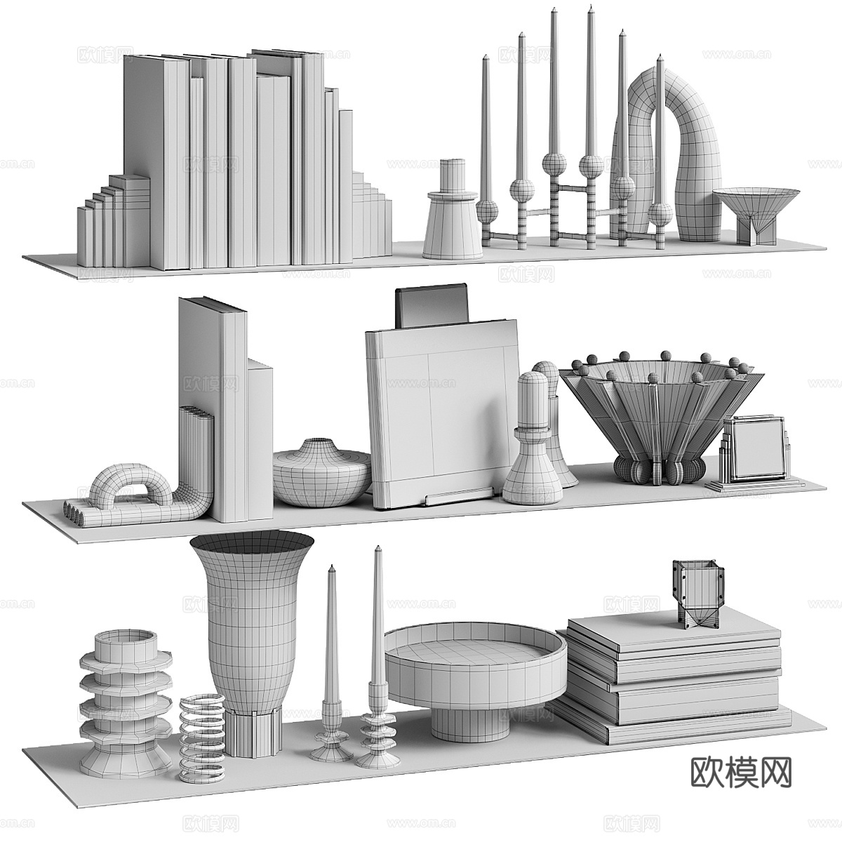 新古典复古饰品摆件组合3d模型