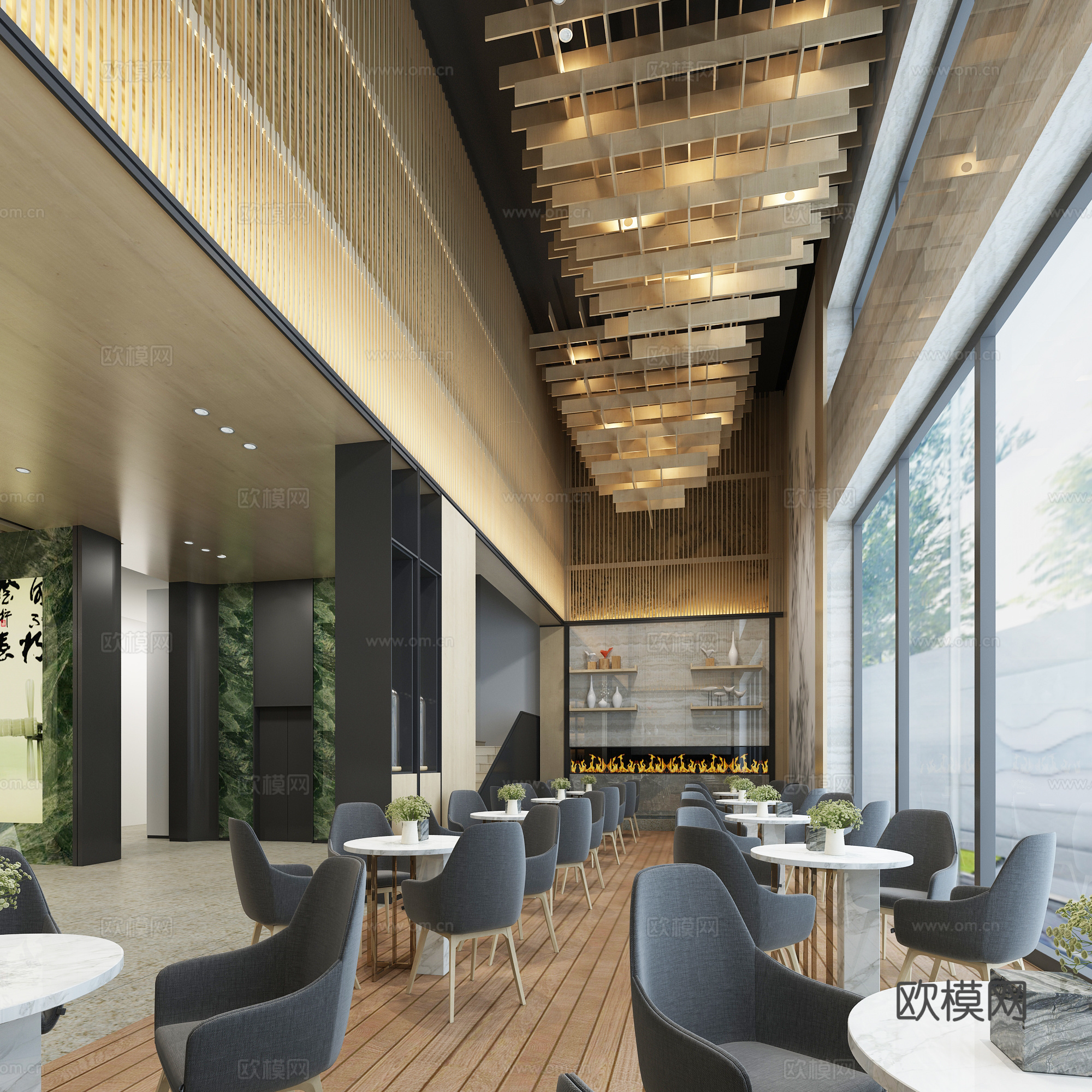 现代酒店空间3d模型
