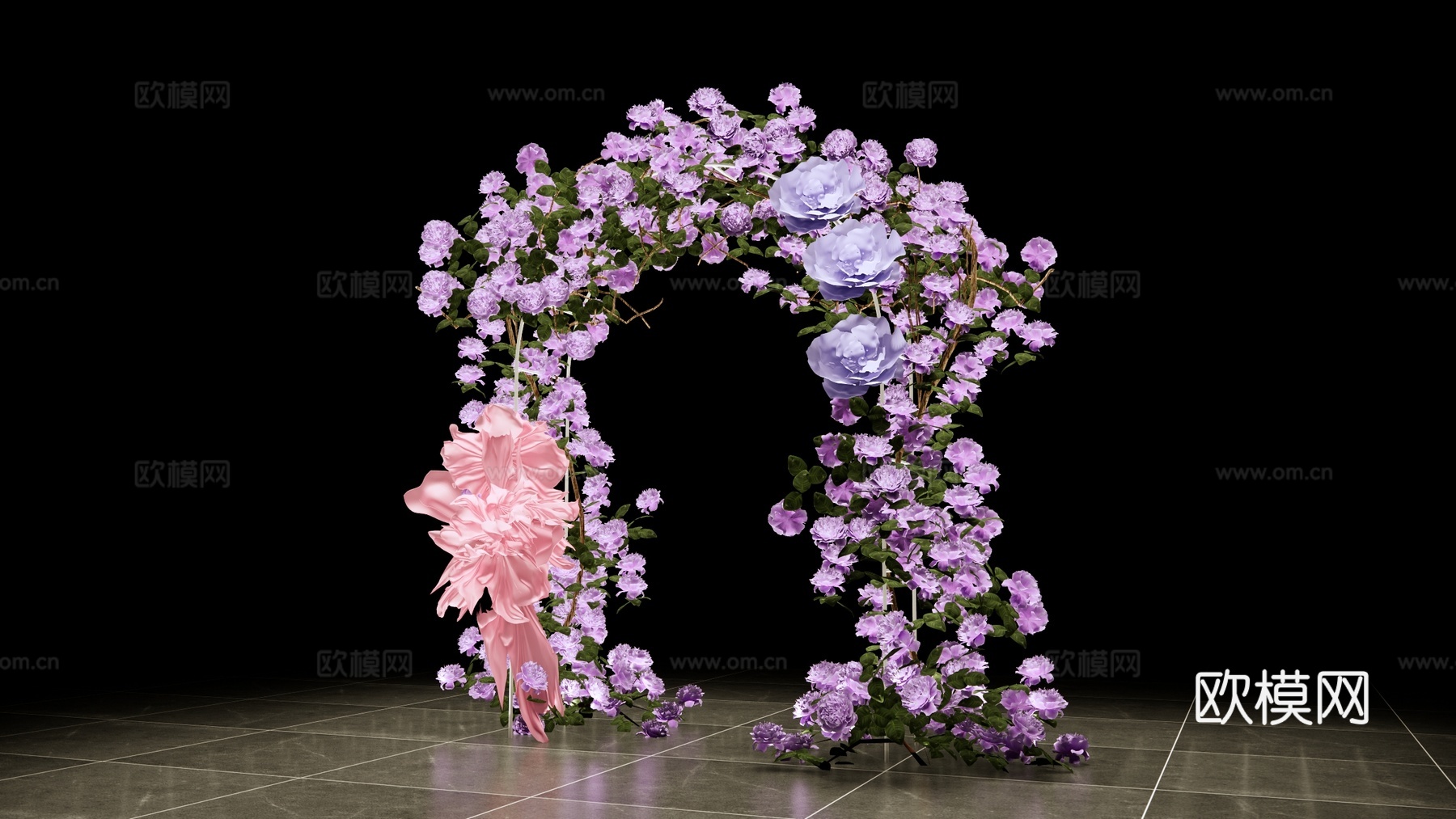 现代 拱门 玫瑰婚礼美陈 婚庆婚礼花艺 花卉 花艺架 花拱门su模型