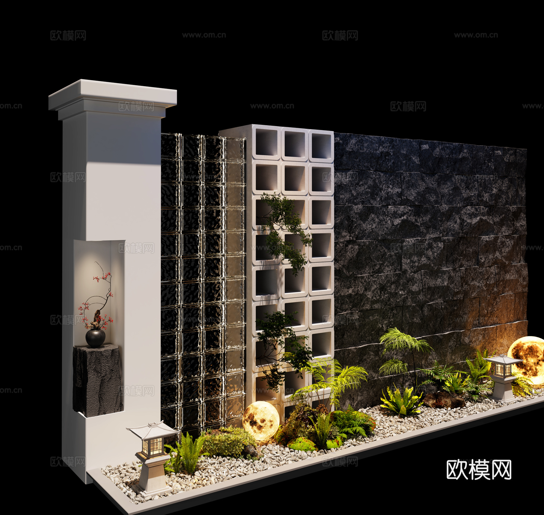 园林庭院景观植物造景3d模型
